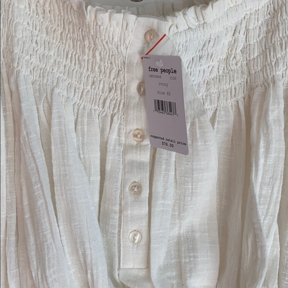 NWT Free People Dancing Til Dawn Off The Shoulder Crop Top XS - Picture 7 of 9